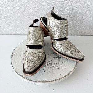 Lane Robin Slingback Mule Gold Cowboy Boots Womens Cowgirl Western Ankle Sz 8.5